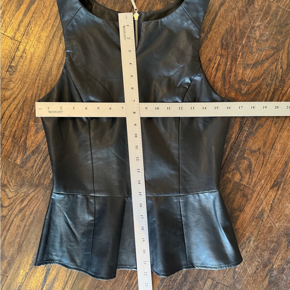 Tinly Road Black Faux Leather Peplum Top - Picture 7 of 7